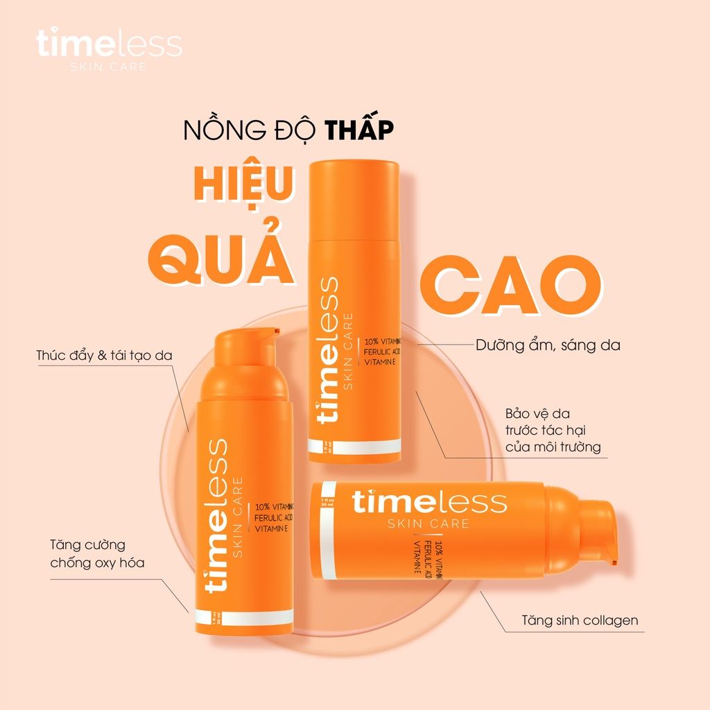 Tinh Chất Dưỡng Trắng Da Giảm Thâm Serum Timeless 10% Vitamin C + E + Ferulic Acid 30ml