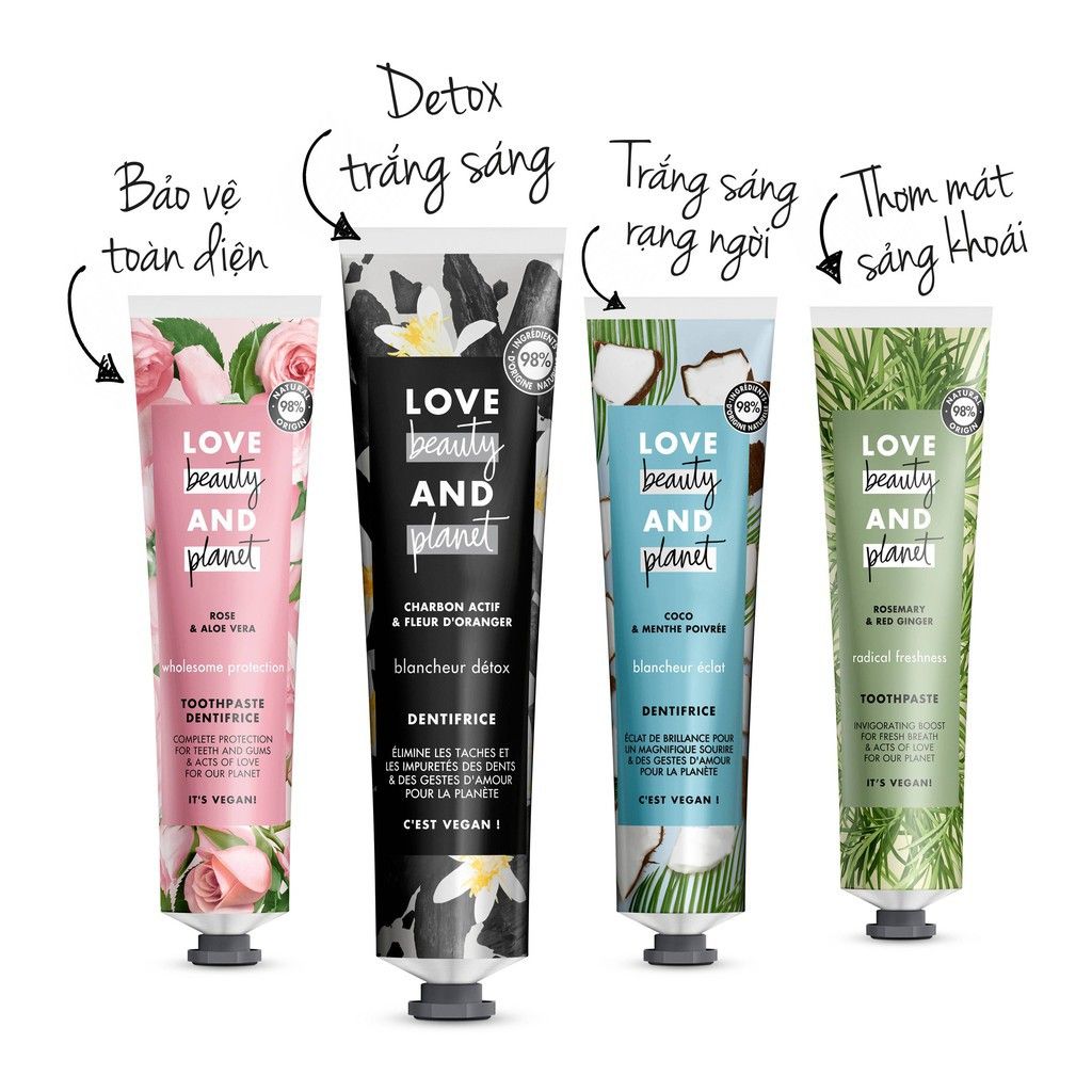 Kem Đánh Răng Giúp Răng Trắng Sáng Love Beauty And Planet Toothpaste - Rose & Aloe Vera 75ml