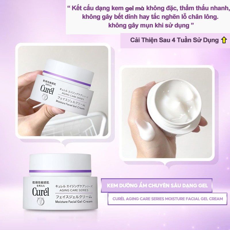 Kem Dưỡng Ẩm Chuyên Sâu Dạng Gel Dành Cho Da Lão Hóa Curél Aging Care Series Moisture Facial Gel Cream 40g