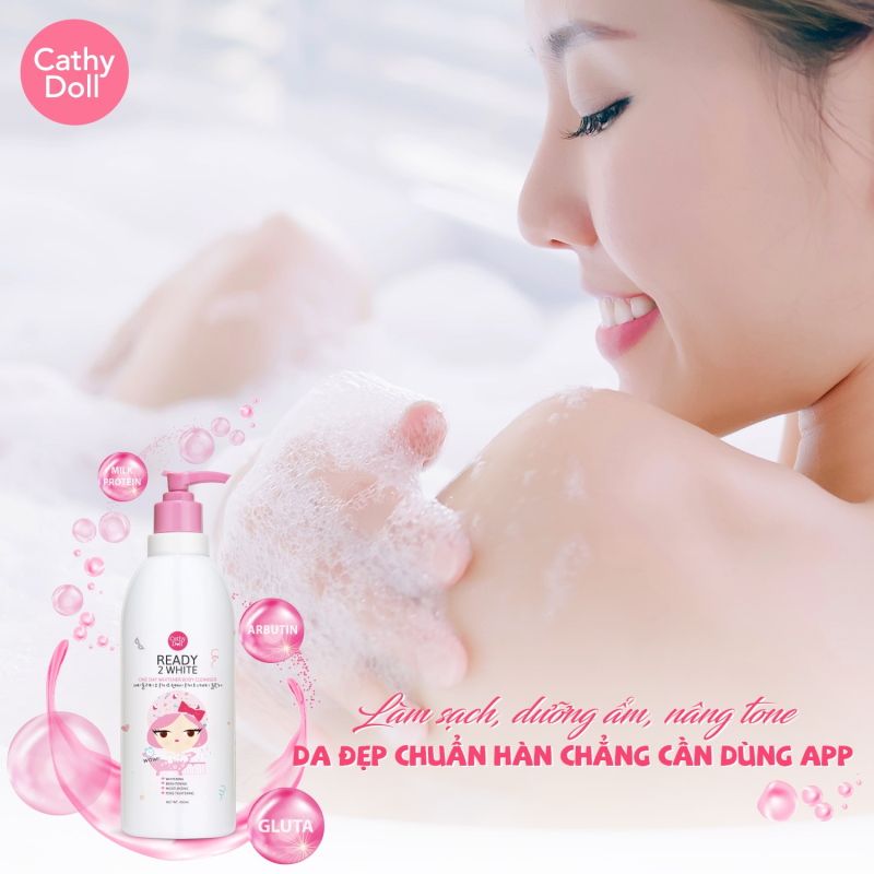 Sữa Tắm Giúp Trắng Da, Ngăn Ngừa Da Xỉn Màu Cathy Doll Ready 2 White One Day Whitener Body Cleanser 500ml