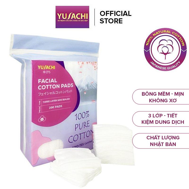 [200 miếng] Bông Tẩy Trang Yusachi Facial Cotton Pads