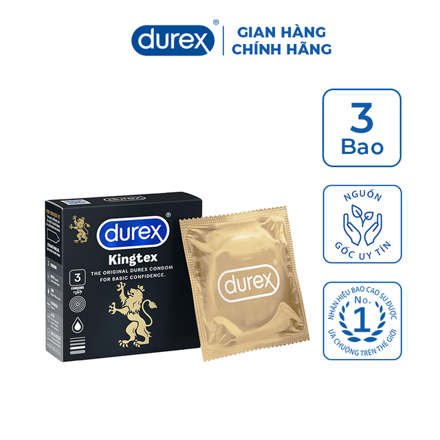 [HỘP 3 CÁI] Bao Cao Su Durex Kingtex Condoms (Che tên sản phẩm khi giao hàng)