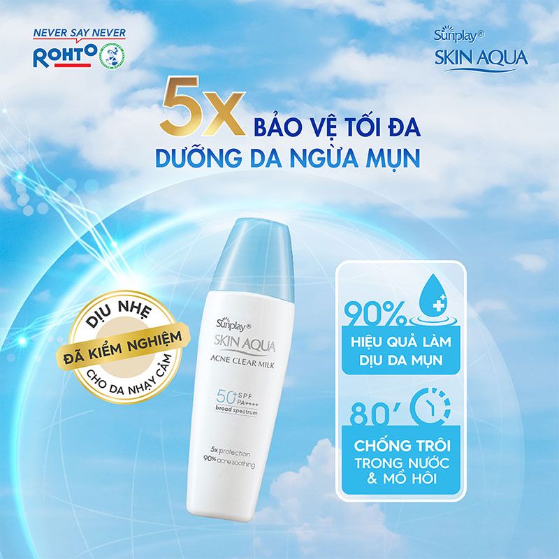 Sữa Chống Nắng Dưỡng Da Ngừa Mụn Sunplay Skin Aqua Acne Clear Milk SPF50+/PA++++ 25g