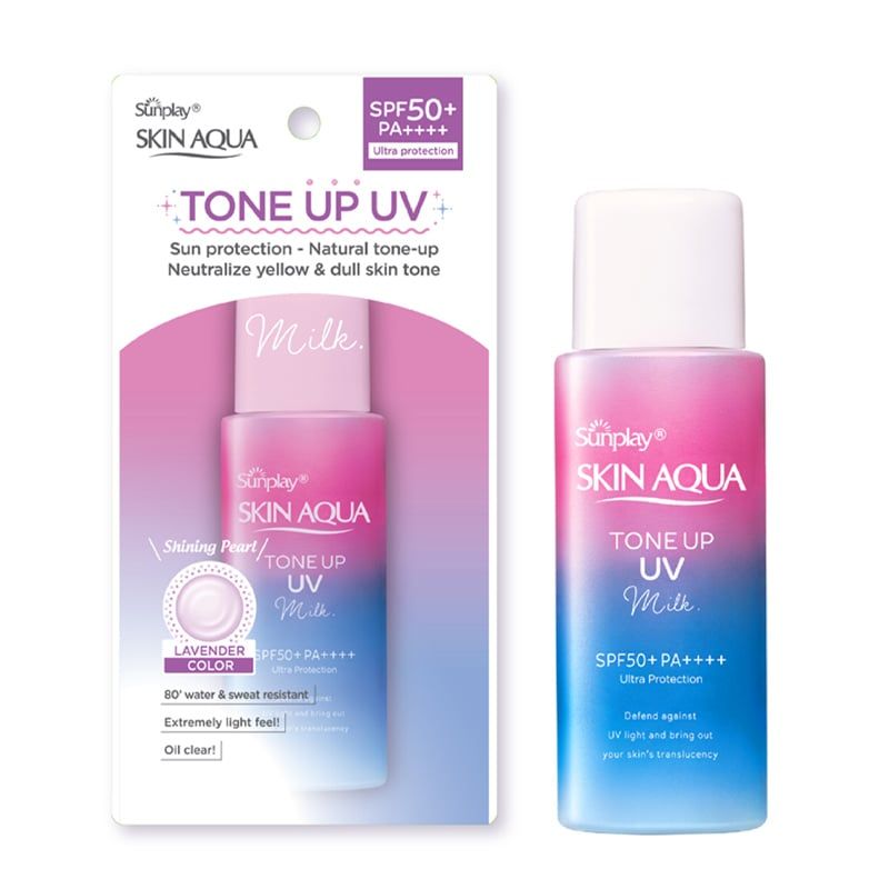 Sữa Chống Nắng Hiệu Chỉnh Sắc Da Sunplay Skin Aqua Tone Up UV Milk - Lavender SPF50+/Pa++++ 50g