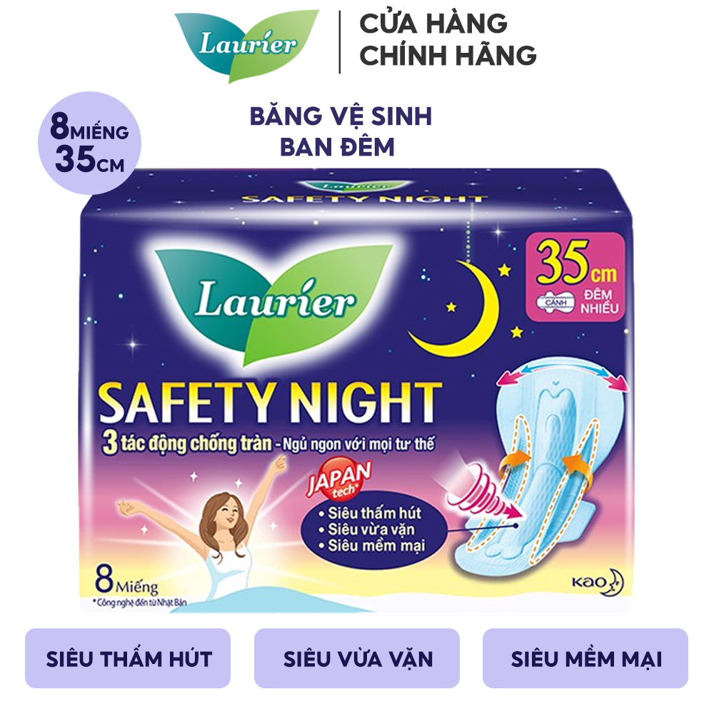 Băng Vệ Sinh Ban Đêm Nhiều 35cm Laurier Safety Night (Che tên sản phẩm khi giao hàng)