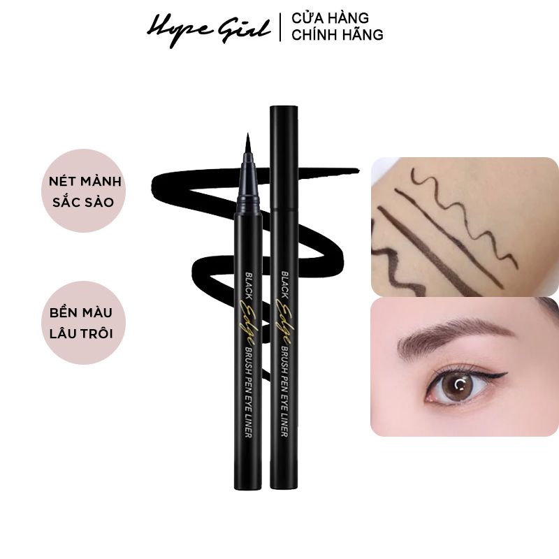 Bút Kẻ Mắt Nước Nét Mảnh, Lâu Trôi Hope Girl Black Edge Brush Pen Eye Liner 0.55g