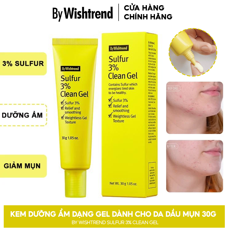 Kem Dưỡng Ẩm Dạng Gel Dành Cho Da Dầu Mụn By Wishtrend Sulfur 3% Clean Gel 30g