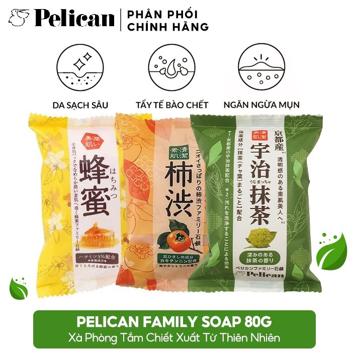 Xà Phòng Tắm Chiết Xuất Từ Thiên Nhiên Pelican Family Soap 80g