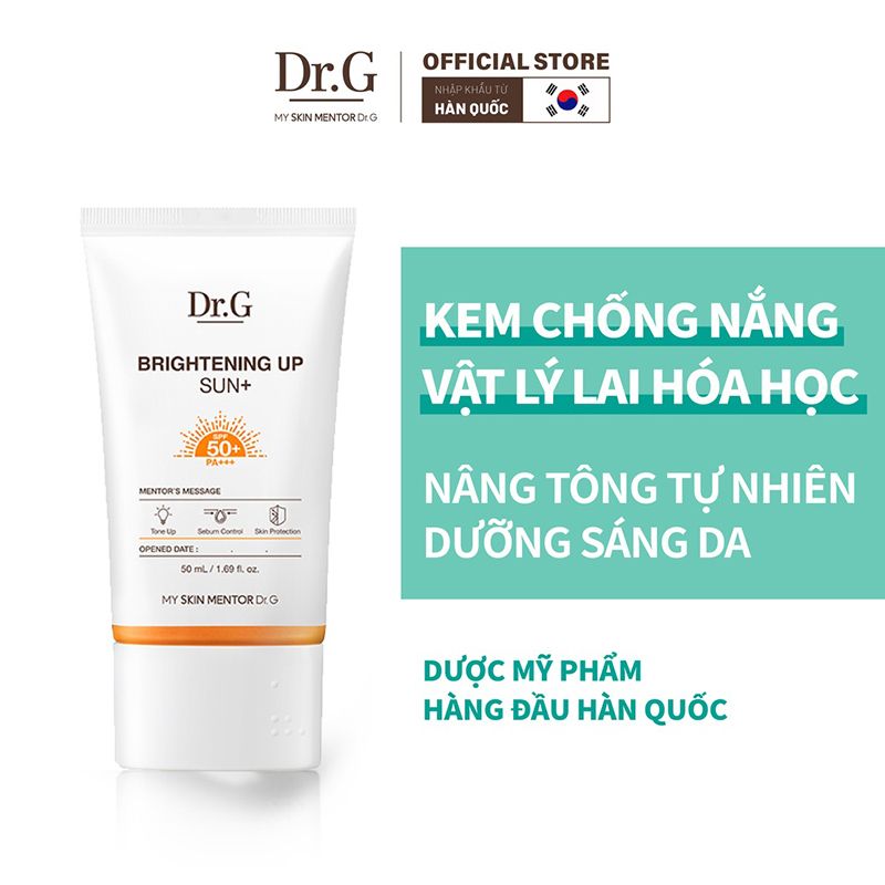 Kem Chống Nắng Dưỡng Sáng Da, Nâng Tông Tự Nhiên, Kiểm Soát Dầu Dr.G Brightening Up Sun+ SPF50+ PA+++ 50ml