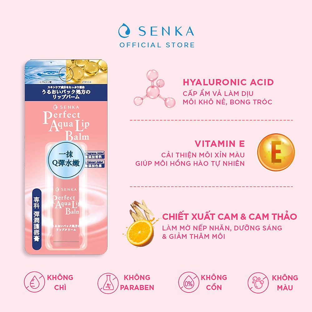 Son Dưỡng Môi Cấp Ẩm Cho Môi Senka Perfect Aqua Lip Balm 4.5g