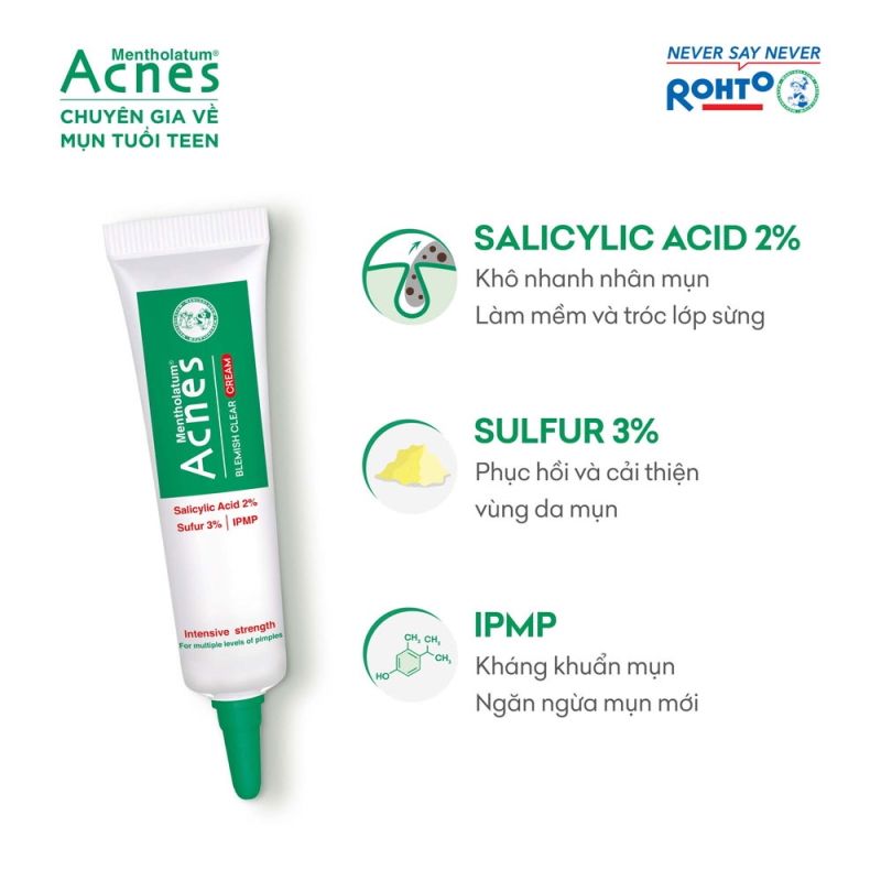 Kem Giảm Mụn, Làm Khô Nhân Mụn Nhanh Acnes Blemish Clear Cream 10g