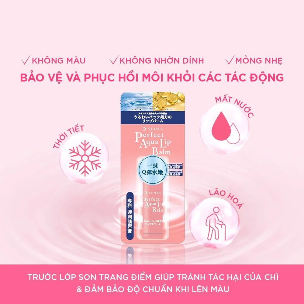 Son Dưỡng Môi Cấp Ẩm Cho Môi Senka Perfect Aqua Lip Balm 4.5g