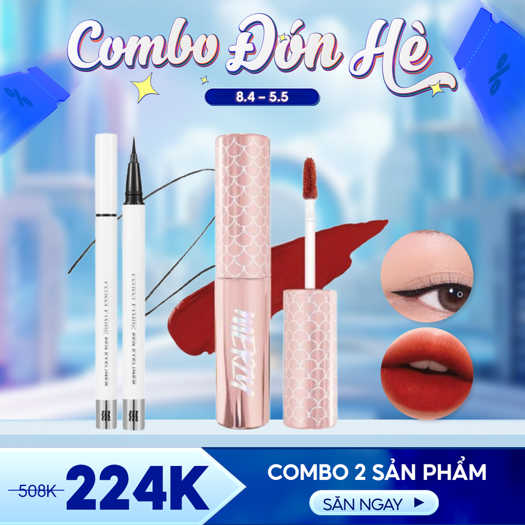 Combo Makeup 1 - 2 Sản Phẩm (Son Kem Lì Merzy V6 Siren Holiday + Kẻ Mắt Merzy FP1)