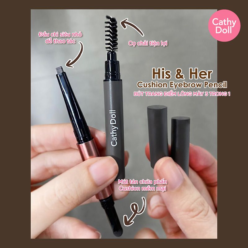 Chì Kẻ Mày 3 Trong 1 Cathy Doll His & Her Cushion Eyebrow Pencil