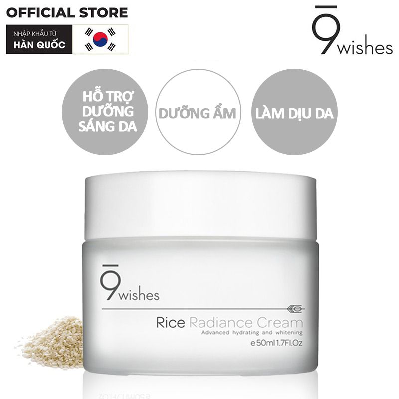 Kem Dưỡng Ẩm, Hỗ Trợ Làm Sáng Da Chiết Xuất Gạo 9 Wishes Rice Radiance Cream 50ml