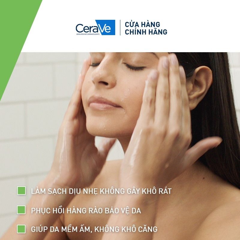 Sữa Rửa Mặt Dưỡng Ẩm, Làm Sạch Sâu Dành Cho Da Thường & Da Khô Cerave Developed With Dermatologists Hydrating Cleanser