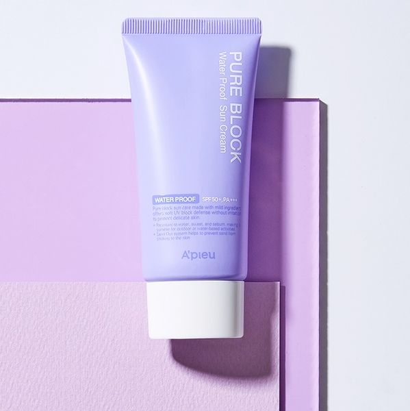 Kết quả hình ảnh cho Kem Chống Nắng Chống Trôi A'Pieu Pure Block Natural Waterproof Sun Cream SPF50+ PA+++ 50ml"