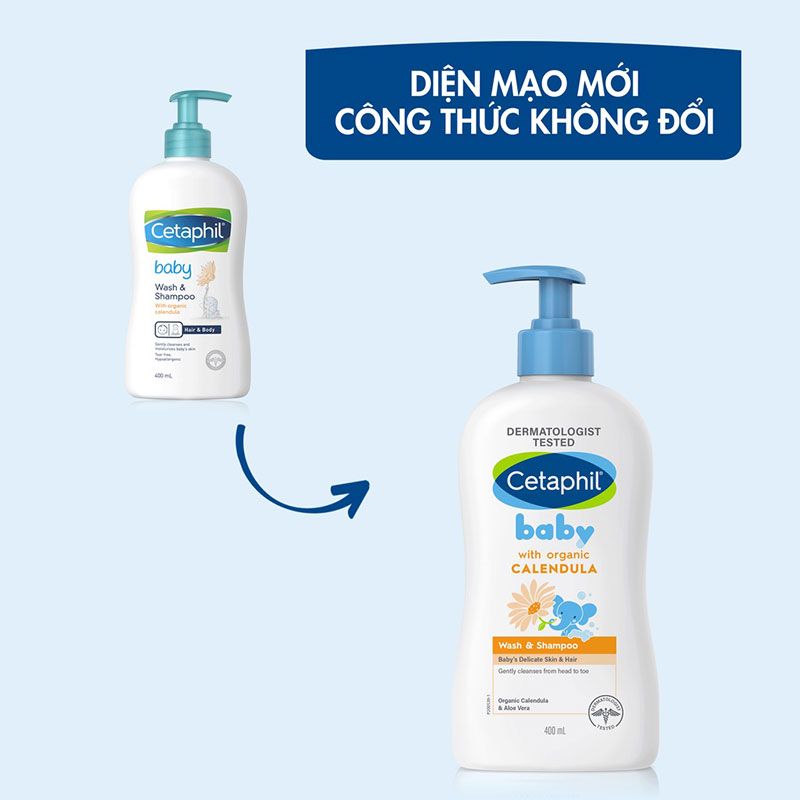 Sữa Tắm Gội Dịu Nhẹ Cho Bé Cetaphil Baby Wash & Shampoo With Organic Calendula 400ml