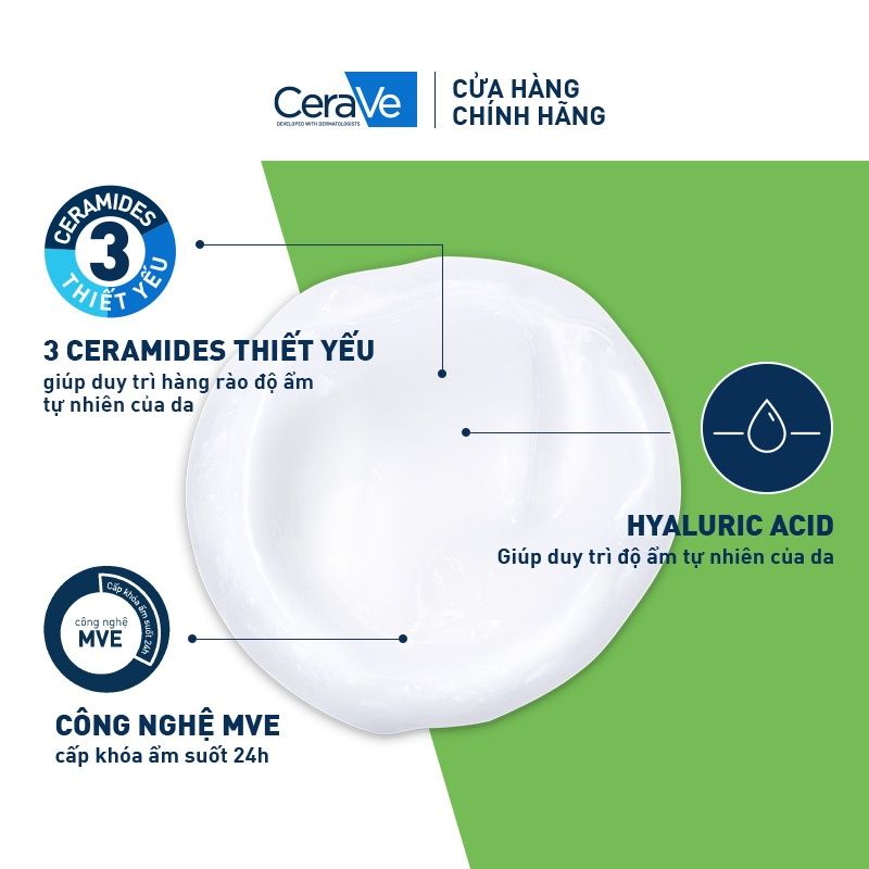 Sữa Rửa Mặt Dưỡng Ẩm, Làm Sạch Sâu Dành Cho Da Thường & Da Khô Cerave Developed With Dermatologists Hydrating Cleanser