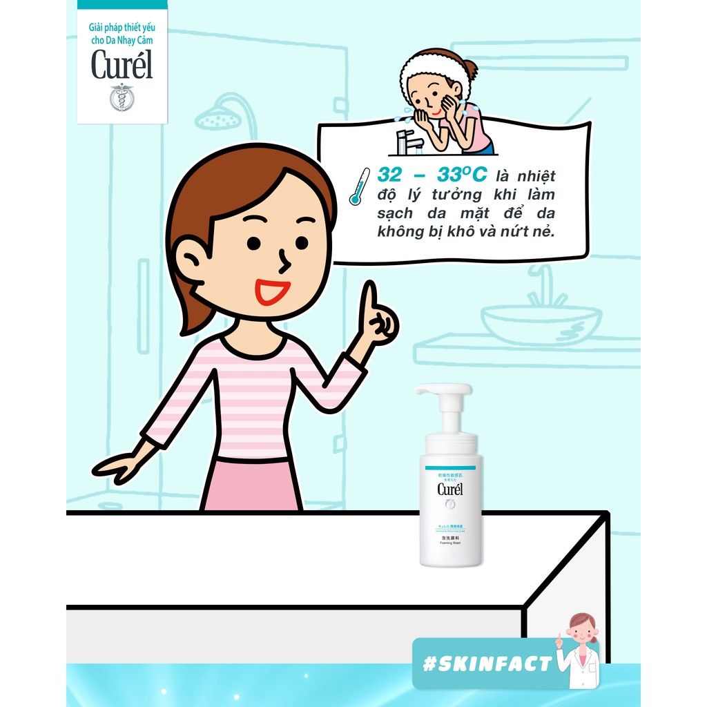 Rửa Mặt Dạng Bọt Cấp Ẩm Chuyên Sâu Curél Intensive Moisture Care Foaming Facial Wash