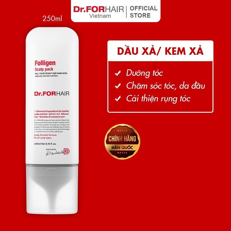 Dầu Xả Giảm Rụng Tóc, Chăm Sóc Da Đầu Dr.FORHAIR Folligen Scalp Pack 250ml