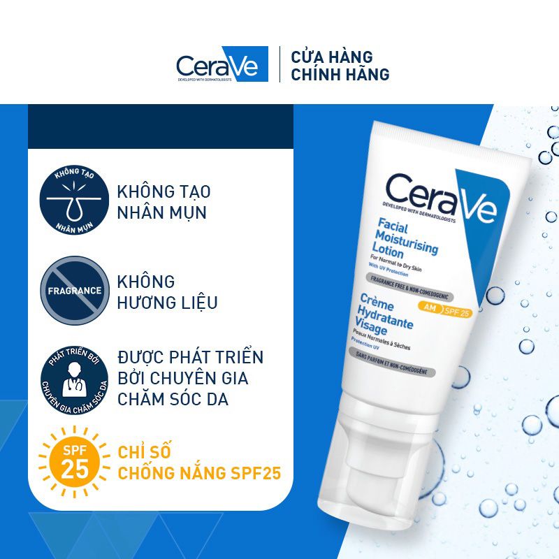 Sữa Dưỡng Ẩm Ban Ngày Dành Cho Da Khô Cerave Developed With Dermatologists Facial Moisturising Lotion AM 52ml