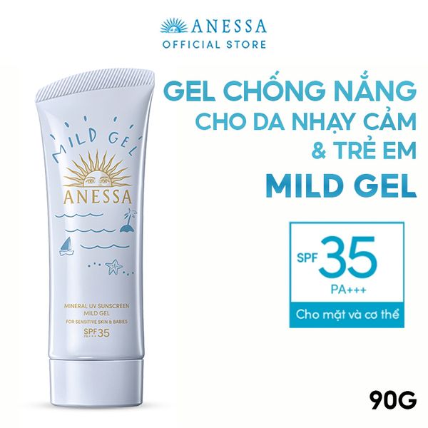 Kem Chống Nắng Anessa Dạng Gel Dành Cho Da Nhạy Cảm Và Trẻ Em Mineral UV Sunscreen Mild Gel SPF35/PA+++ 90g