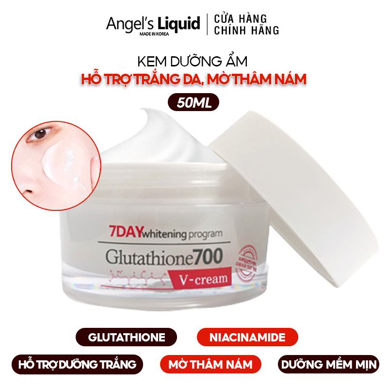 Kem Dưỡng Hỗ Trợ Sáng Da, Mờ Thâm Nám Angel's Liquid 7 Day Glutathione 700 V-Cream 50ml