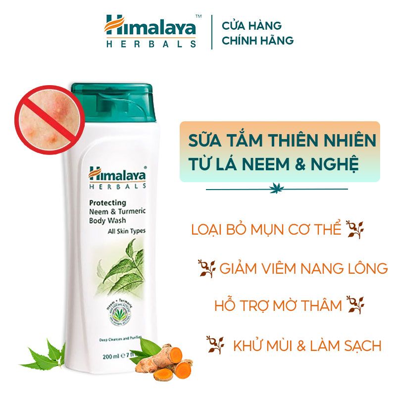 Sữa Tắm Giảm Mụn Thâm Chiết Xuất Thiên Nhiên Himalaya Protecting Neem & Turmeric Body Wash 200ml