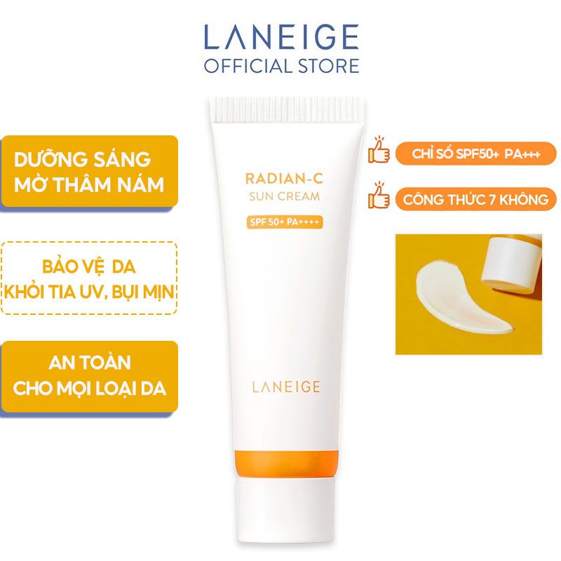 Kem Chống Nắng Dưỡng Sáng, Bảo Vệ Da, Mờ Thâm Nám Laneige Radian-C Sun Cream SPF50+ PA++++