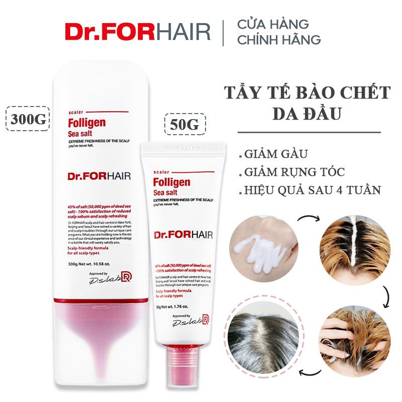 Tẩy Tế Bào Chết Da Đầu Muối Biển Giảm Gàu, Giảm Rụng Tóc Dr.FORHAIR Folligen Sea Salt Scaler 300g