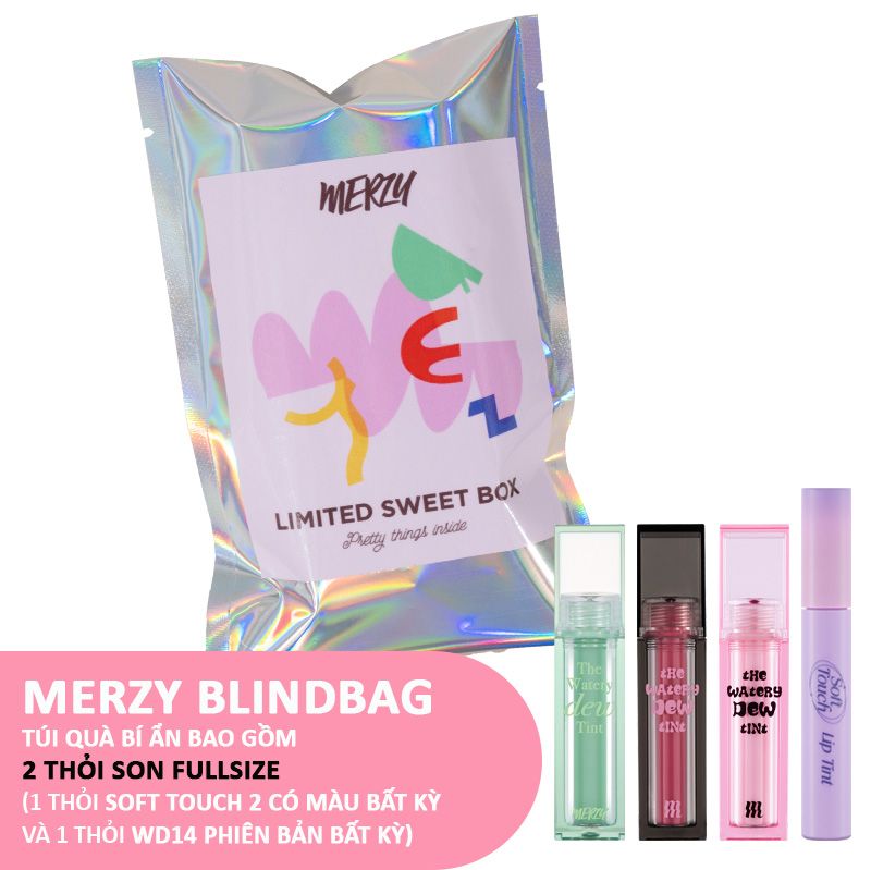 [BLIND BAG][WD14 EDITION] Son Tint Bóng Merzy The Watery Dew Tint Black Pink Edition + Son Kem Lì Merzy Soft Touch Lip Tint Ver 2 - Túi Quà Bí Ẩn 7g