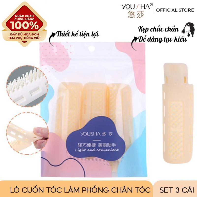 [NHẬP KHẨU] Set 3 Lô Cuốn Tóc Làm Phồng Chân Tóc, Tạo Kiểu Tóc Xoăn Cá Tính Yousha YJ031 (Màu Ngẫu Nhiên)