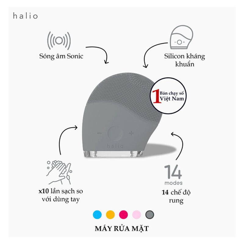 Máy Rửa Mặt Halio Sonic Wave Facial Cleansing & Massaging Device