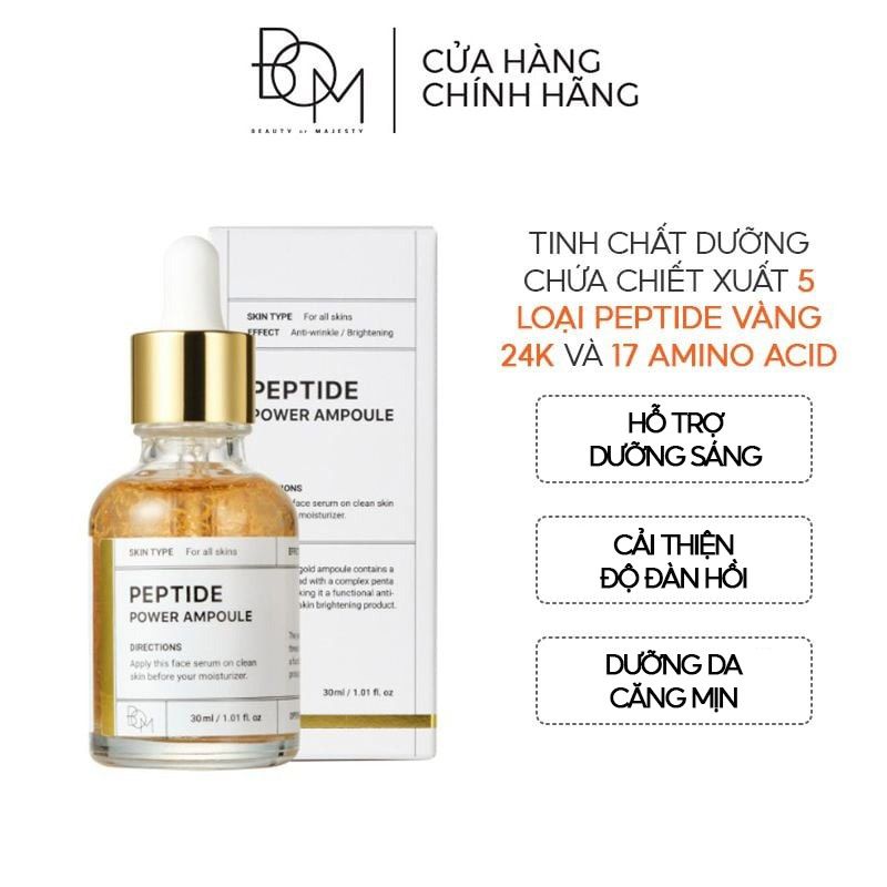 Serum B.O.M Tinh Chất Dưỡng Chiết Xuất Vàng 24K Hỗ Trợ Làm Sáng Da B.O.M Peptide Power Ampoule 30ml