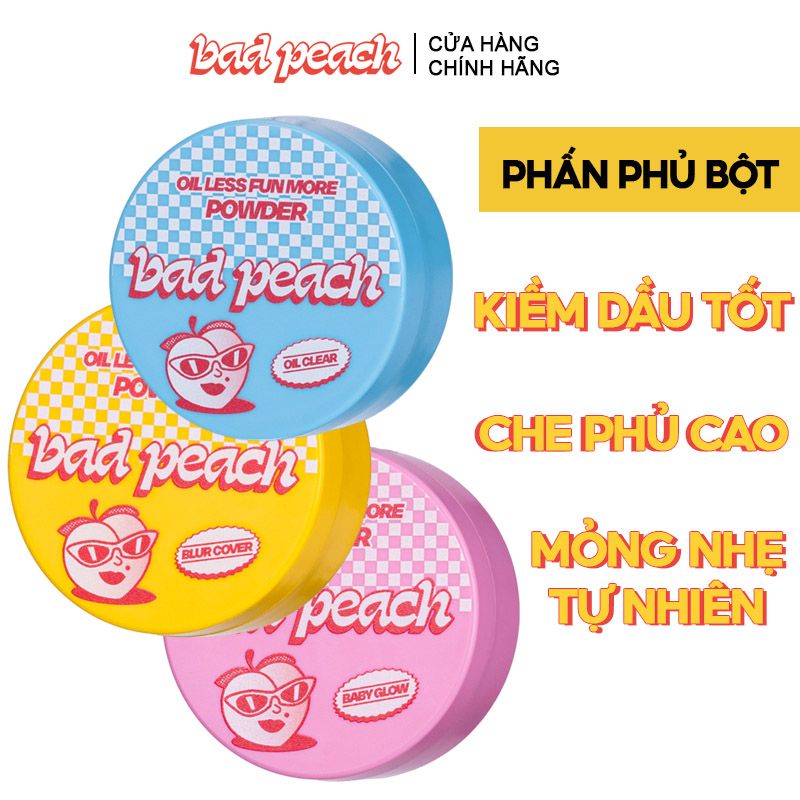 Phấn Phủ Kiềm Dầu, Che Phủ Tốt, Cho Lớp Nền Căng Mịn Bad Peach Oil Less Fun More Powder SPF35/PA++ 4g