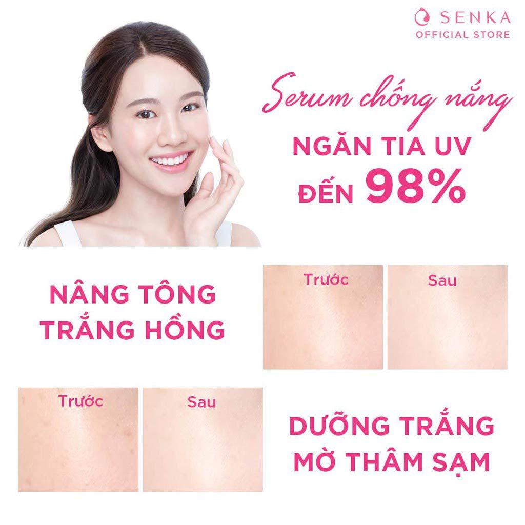 Serum Chống Nắng, Nâng Tông, Hỗ Trợ Dưỡng Trắng Da Senka Aqua Bright Serum In CC SPF50+/PA++++ 40g