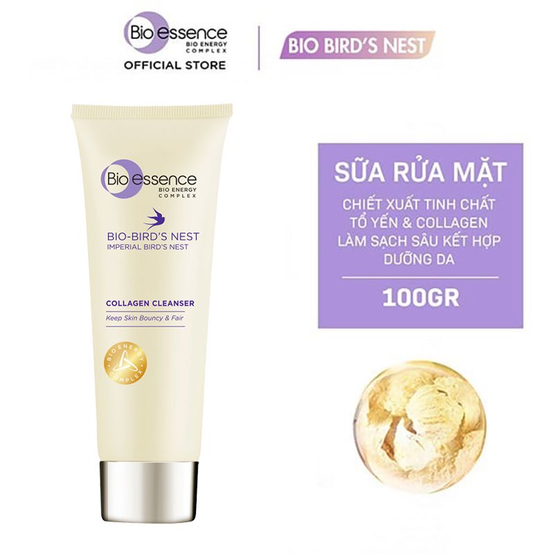 Sữa Rửa Mặt Hỗ Trợ Dưỡng Trắng Da & Căng Mịn Tinh Chất Tổ Yến Bio-essence Bio-Bird's Nest Collagen Cleanser 100g