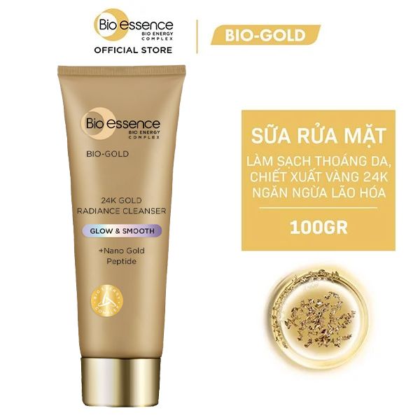 Sữa Rửa Mặt Ngừa Lão Hóa Chiết Xuất Vàng 24K Bio-essence Bio-Gold Radiance Cleanser 100g