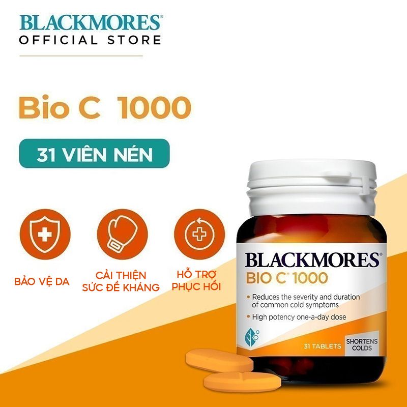 [31 Viên/Lọ] Viên Uống Bổ Sung Vitamin C Hỗ Trợ Tăng Sức Đề Kháng, Giúp Trắng Da Blackmores Bio C 1000mg