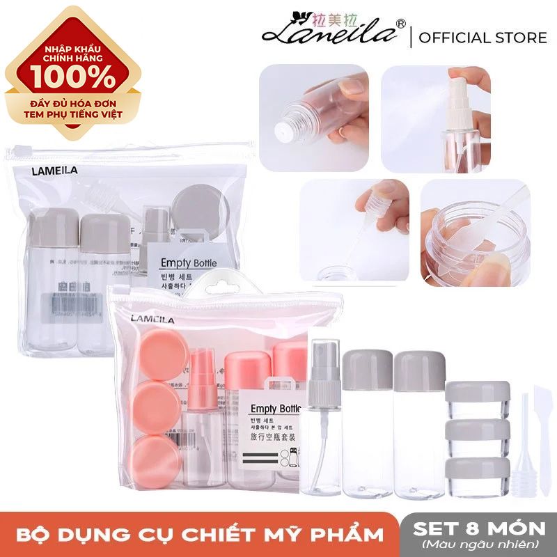 [NHẬP KHẨU][Set 8 món] Dụng Cụ Chiết Mỹ Phẩm Lameila Empty Bottle (Màu Ngẫu Nhiên) - LA1077