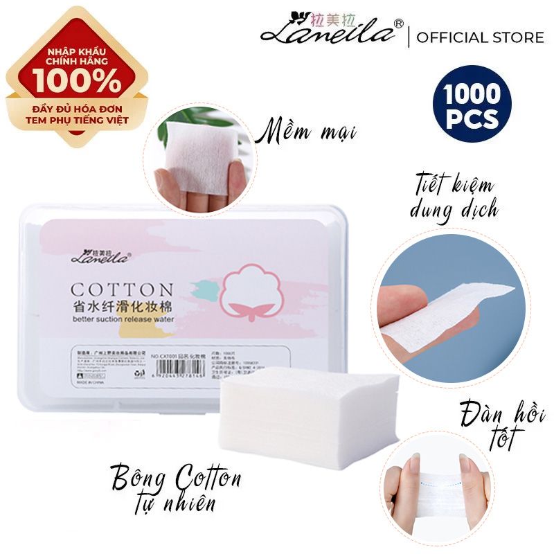 [NHẬP KHẨU] Bông Tẩy Trang Siêu Mềm Mịn Lameila Cotton CXT001 - Hộp 1000 Miếng