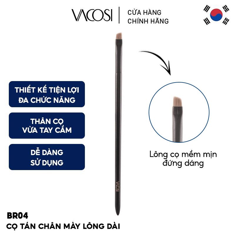 Cọ Tán Chân Mày Lông Dài Vacosi Eyebrow Angled Brush - BR04