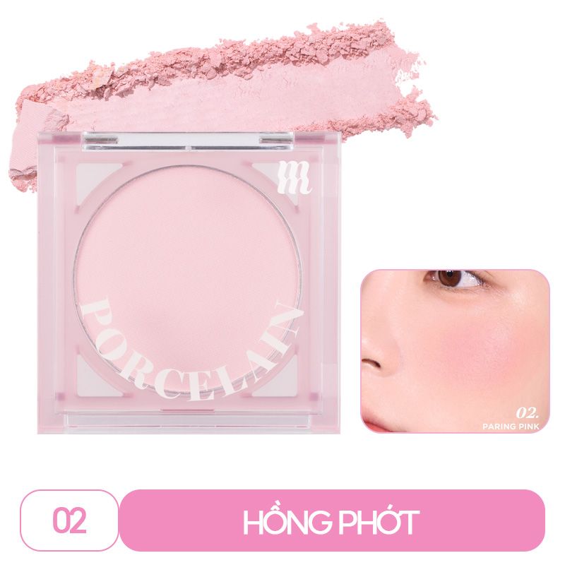 Phấn Má Hồng Dạng Nén Chuẩn Màu, Lâu Trôi Merzy Porcelain Cheek Blusher