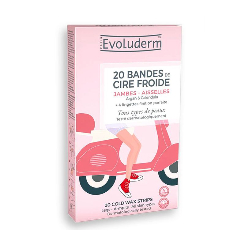 Miếng Dán Tẩy Lông Tay, Chân Evoluderm 20 Cold Wax Strips Argan & Calendula