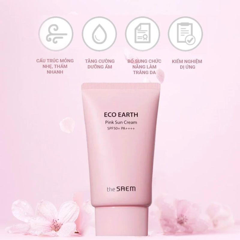 [50g] Kem Chống Nắng Kiềm Dầu, Nâng Tone Cho Da Sáng Hồng The Saem Pink Sun Cream SPF50+/PA++++