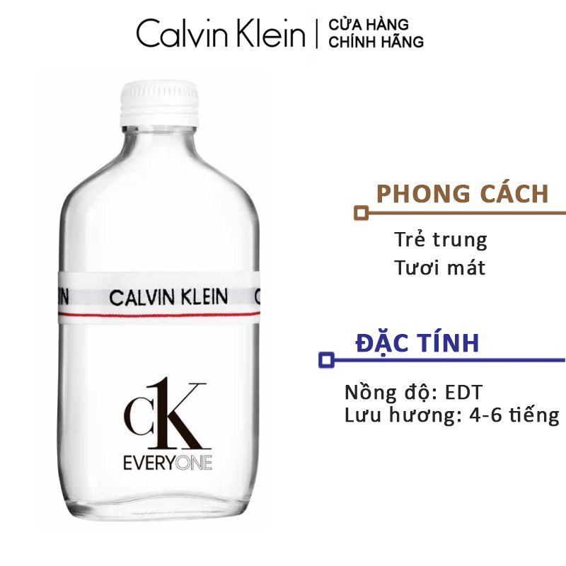 Nước Hoa Cao Cấp Hương Thơm Trẻ Trung, Tươi Mát Calvin Klein Everyone EDT 100ml