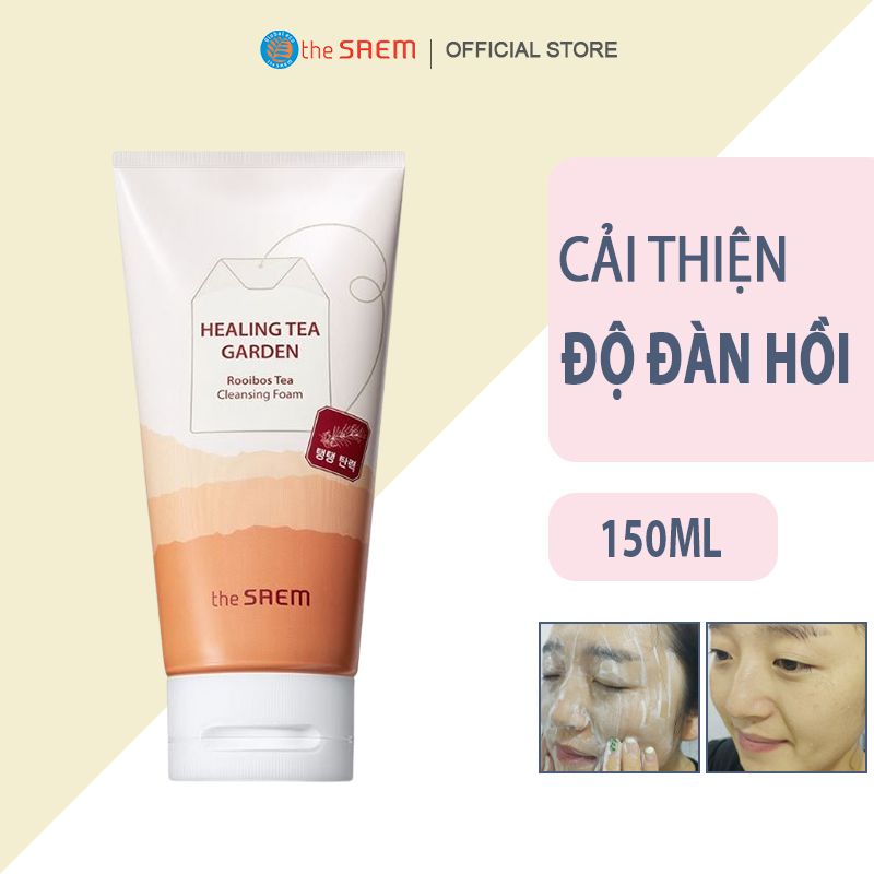 Sữa Rửa Mặt Tạo Bọt Cải Thiện Độ Đàn Hồi The Saem Healing Tea Garden Rooibos Tea Cleansing Foam 150ml