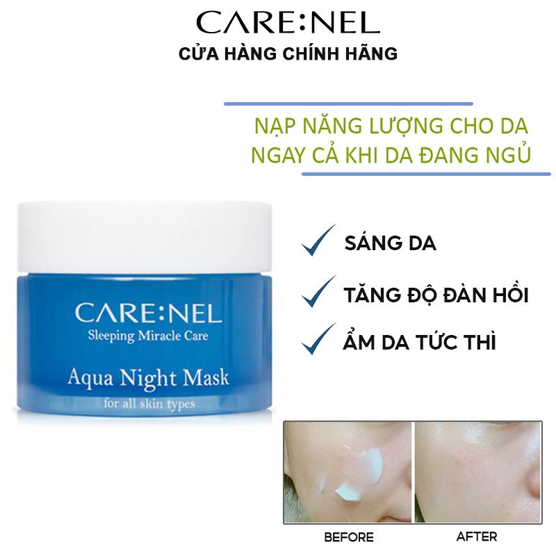 [Mini 15ml] Mặt Nạ Ngủ Giúp Cấp Ẩm, Làm Dịu Da, Ngăn Ngừa Lão Hóa Carenel Aqua Night Mask