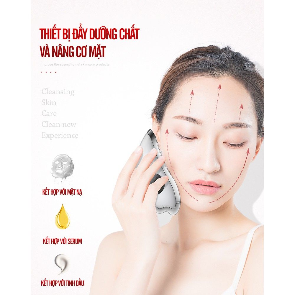 Máy Massage Chăm Sóc Da Mặt Đa Chức Năng K.Skin Vline Facial Massage Machine Red KD817